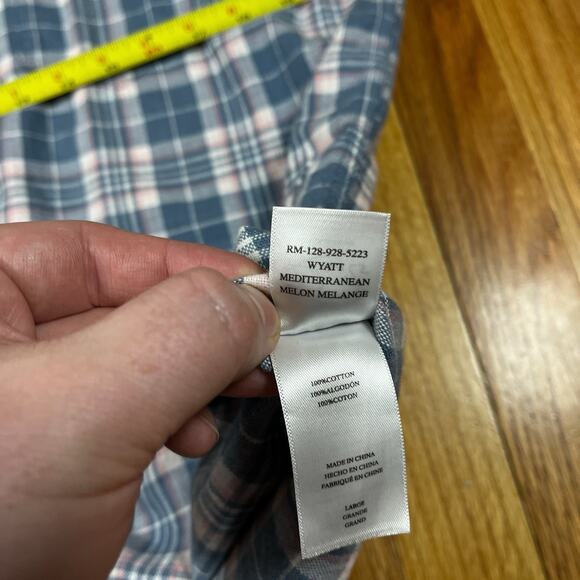 Rails Mens Wyatt Shirt Button Up Long Sleeve Melon Pink Blue Plaid Cotton Large - Picture 5 of 10